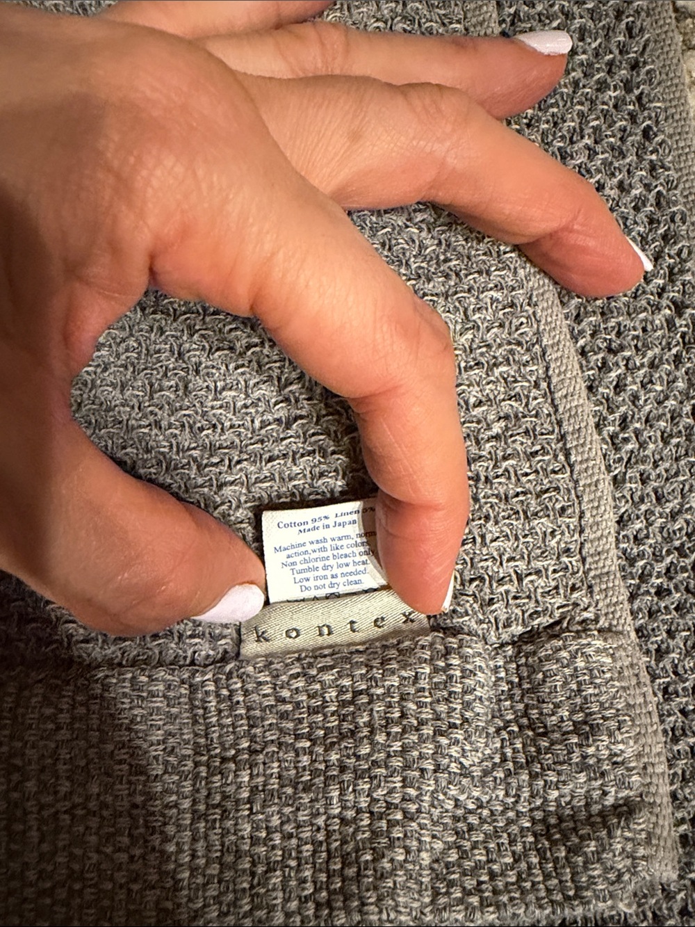 Kontex Japanese Grey Waffle Weave Bath Towel cotton and linen